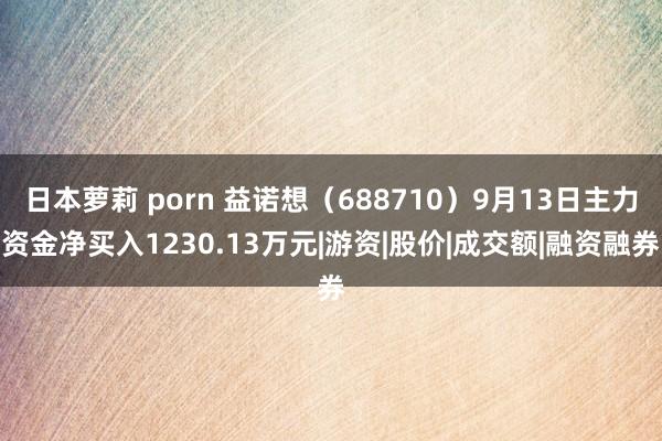 日本萝莉 porn 益诺想（688710）9月13日主力资金净买入1230.13万元|游资|股价|成交额|融资融券